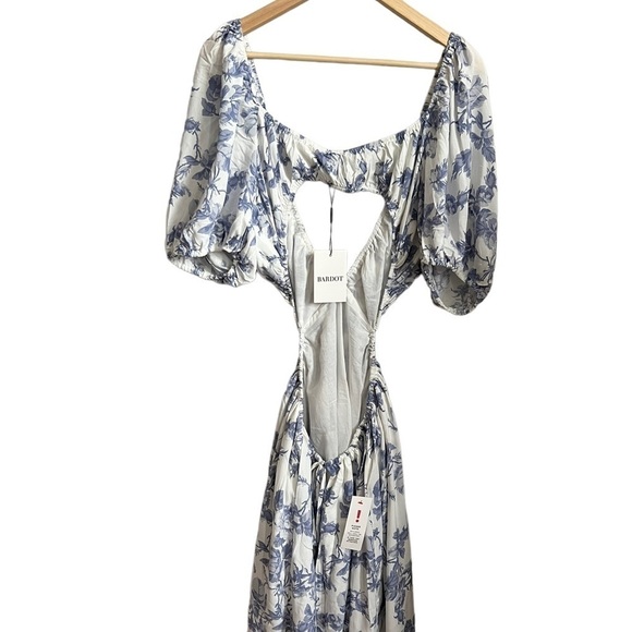 NWT Bardot (Revolve) Eden Mini Dress in Blue Floral Cutout V Neck Open Back 12 - Picture 9 of 10